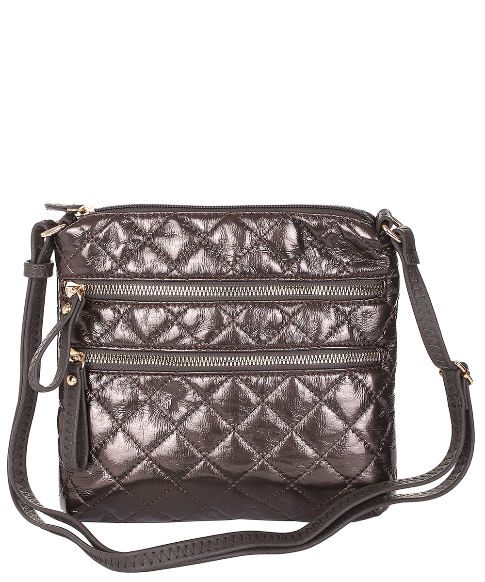 Quilted Multi Zip Pocket Crossbody Bag NY102